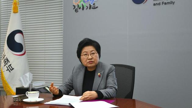 This picture taken on November 29, 2017 shows South Korea's Family Minister Chung Hyun-Back during an interview with AFP at her office in Seoul. (AFP) This picture taken on November 29, 2017 shows South Korea's Family Minister Chung Hyun-Back during an interview with AFP at her office in Seoul. (AFP)