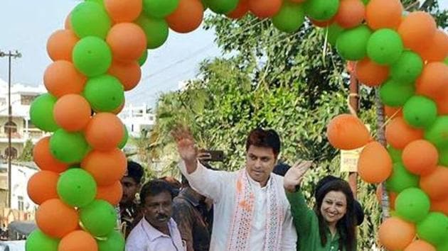 BJP Tripura state president Biplab Kumar Deb would be administered the oath of office as the northeastern state’s chief minister . (PTI Photo) BJP Tripura state president Biplab Kumar Deb would be administered the oath of office as the northeastern state’s chief minister . (PTI Photo)