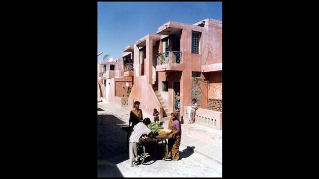 Among his most notable works are Indore’s Aranya Low Cost Housing (seen above), which accommodates over 80,000 people; the Jnana-Pravaha Centre for Cultural Studies in Varanasi, the Sawai Gandharva performing arts centre in Pune, the Tagore Hall on the banks of the Sabarmati in Ahmedabad and Amdavad Ni Gufa, a cave-like underground art gallery. (Vastu Shilpa Foundation) Among his most notable works are Indore’s Aranya Low Cost Housing (seen above), which accommodates over 80,000 people; the Jnana-Pravaha Centre for Cultural Studies in Varanasi, the Sawai Gandharva performing arts centre in Pune, the Tagore Hall on the banks of the Sabarmati in Ahmedabad and Amdavad Ni Gufa, a cave-like underground art gallery. (Vastu Shilpa Foundation)