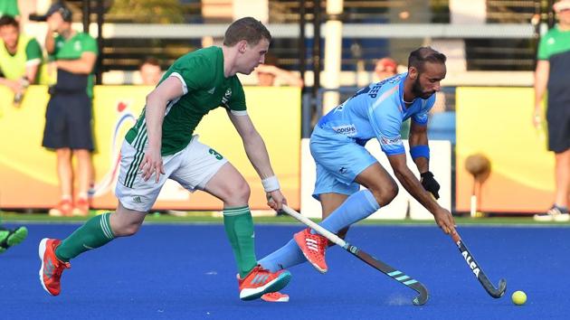 Ramandeep Singh in action during India-Ireland Sultan Azlan Shah hockey match.(Hockey India)