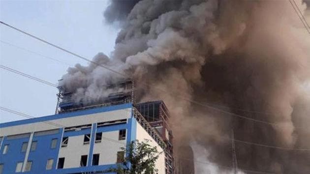 A file pictures shows smoke billowing out of NTPC’s Unchahar power plant where a blast took place in a boiler in Uttar Pradesh’s Rae Bareli district on November 1, 2017.(PTI FILE PHOTO)