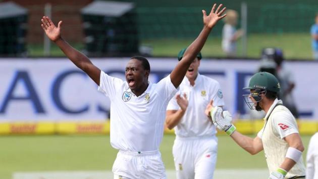 South Africa’s Kagiso Rabada celebrates taking the wicket of Australia’s Shaun Marsh on Day 1 of the 2nd Test in Port Elizabeth. (REUTERS) South Africa’s Kagiso Rabada celebrates taking the wicket of Australia’s Shaun Marsh on Day 1 of the 2nd Test in Port Elizabeth. (REUTERS)