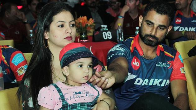 Cricketer Mohammed Shami with his wife Hasin Jahan and daughter Aaira Shami at a party in New Delhi. Kolkata Police have charged the pacer and his brother with IPC sections related to rape, domestic violence and causing hurt with poison following a complaint by the cricketer’s wife. (Shivam Saxena / HT File) Cricketer Mohammed Shami with his wife Hasin Jahan and daughter Aaira Shami at a party in New Delhi. Kolkata Police have charged the pacer and his brother with IPC sections related to rape, domestic violence and causing hurt with poison following a complaint by the cricketer’s wife. (Shivam Saxena / HT File)