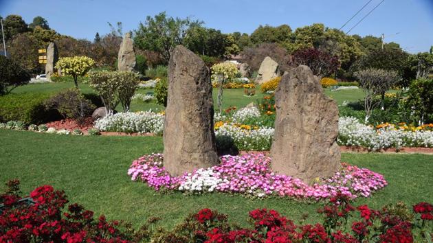 Painted in shades straight out of nature’s palette, flowers are a perfect excuse for the residents to step out. (Sanjeev Sharma/HT)