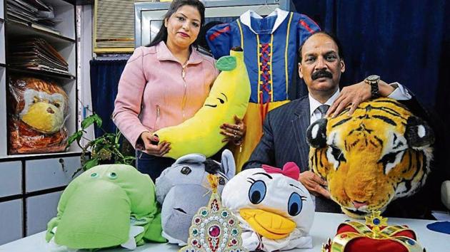 David Massey of Dolphin ‘n’ Dolphin Costumes at his office in Phase 5, Mohali. (Ravi Kumar/HT) David Massey of Dolphin ‘n’ Dolphin Costumes at his office in Phase 5, Mohali. (Ravi Kumar/HT)