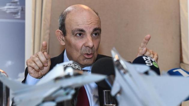 Dassault Aviation CEO Eric Trappier speaks to journalists in Brussels on February 13. (AFP Photo) Dassault Aviation CEO Eric Trappier speaks to journalists in Brussels on February 13. (AFP Photo)
