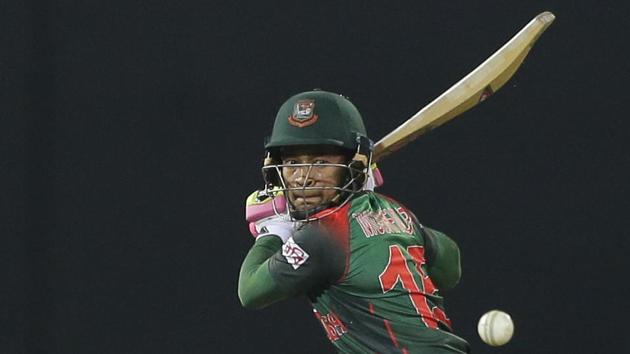 Rahim, who hit four sixes and five fours, batted with purpose to force an outcome which meant all three teams in the tournament have one win each. (AP) Rahim, who hit four sixes and five fours, batted with purpose to force an outcome which meant all three teams in the tournament have one win each. (AP)