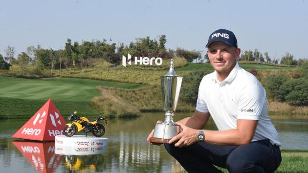 Matt Wallace prevailed in a play-off with Andrew Johnston to win the Indian Open golf title on Sunday.(HT Photo)