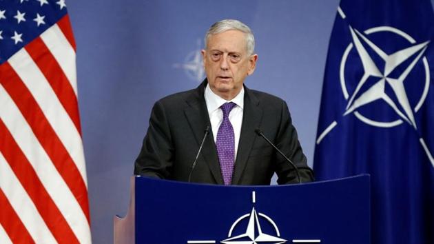 US Secretary of Defence Jim Mattis addresses a news conference during a NATO defence ministers meeting at the Alliance headquarters in Brussels. (REUTERS File Photo) US Secretary of Defence Jim Mattis addresses a news conference during a NATO defence ministers meeting at the Alliance headquarters in Brussels. (REUTERS File Photo)