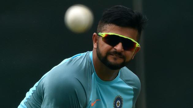 Indian cricketer Suresh Raina delivers the ball at a training session at the R. Premadasa Stadium in Colombo on March 11, 2018. The southpaw will hope to continue his good recent form.  (AFP) 