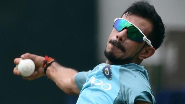Indian cricketer Yuzvendra Chahal delivers the ball at a training session at the R. Premadasa Stadium in Colombo on March 11, 2018.  (AFP) 