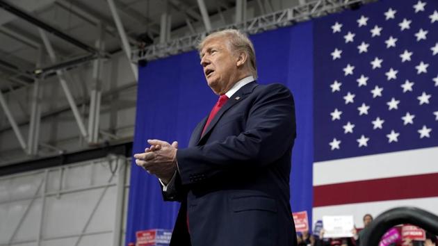 US President Donald Trump claps after speaking during a Make America Great Again rally in Moon Township, Pennsylvania, US on March 10. (REUTERS) US President Donald Trump claps after speaking during a Make America Great Again rally in Moon Township, Pennsylvania, US on March 10. (REUTERS)