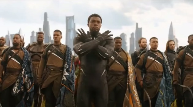Chadwick Boseman as Black Panther in a still from Avengers: Infinity War.