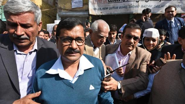 Delhi CM Arvind Kejriwal, visiting the shops which were sealed by MCD Near Pul Mithaiwala in New Delhi (Sushil Kumar/HT FILE PHOTO) Delhi CM Arvind Kejriwal, visiting the shops which were sealed by MCD Near Pul Mithaiwala in New Delhi (Sushil Kumar/HT FILE PHOTO)