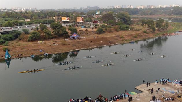 Students of COEP display shell games during 90th Regatta at Boat Club in Pune. (Pratham Gokhale/HT Photo)