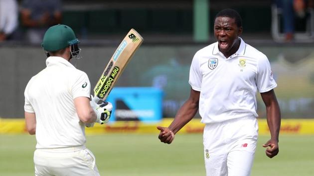 Kagiso Rabada’s celebration after taking the wicket of Steve Smith during the 1st innings of the 2nd South Africa-Australia Test earned him a two-match ban. (REUTERS) Kagiso Rabada’s celebration after taking the wicket of Steve Smith during the 1st innings of the 2nd South Africa-Australia Test earned him a two-match ban. (REUTERS)
