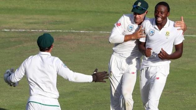 Kagiso Rabada put aside his disciplinary concerns to set up a series-levelling win for South Africa on the fourth day of the second Test against Australia at St George’s Park on Monday. (REUTERS) Kagiso Rabada put aside his disciplinary concerns to set up a series-levelling win for South Africa on the fourth day of the second Test against Australia at St George’s Park on Monday. (REUTERS)