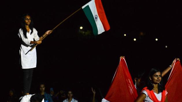 Students of COEP perform a skit during the 90th Regatta at Boat Club in Pune. (shankar narayan)