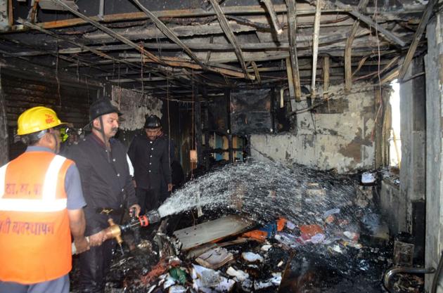 Two fire engines, two rescue vehicles and one water tanker were sent to the spot. (Praful Gangurde) Two fire engines, two rescue vehicles and one water tanker were sent to the spot. (Praful Gangurde)
