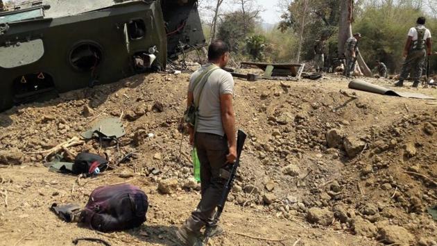 Nine personnel of the Central Reserve Police Force (CRPF) were killed and three injured in an encounter with Maoists in Chhattisgarh’s Sukma district Tuesday afternoon. The incident occurred Maoists triggered an IED on an anti-landmine vehicle of the 212 CRPF Battalion’s patrolling team going from Kistaram to Palodi, special director general of police (anti-Naxal operations) DM Awasthi said. (ANI) Nine personnel of the Central Reserve Police Force (CRPF) were killed and three injured in an encounter with Maoists in Chhattisgarh’s Sukma district Tuesday afternoon. The incident occurred Maoists triggered an IED on an anti-landmine vehicle of the 212 CRPF Battalion’s patrolling team going from Kistaram to Palodi, special director general of police (anti-Naxal operations) DM Awasthi said. (ANI)