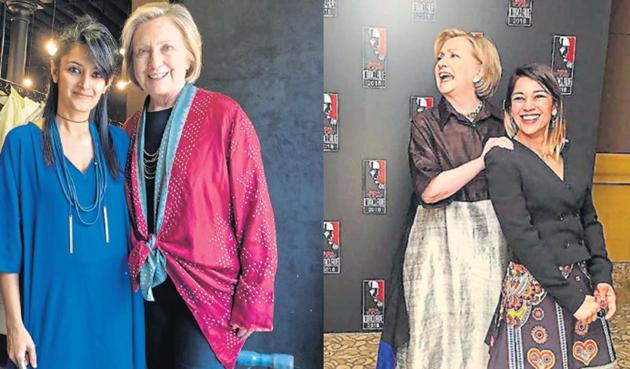Hillary Clinton with fashion designer Payal Khandwala. Hillary Clinton with fashion designer Payal Khandwala.