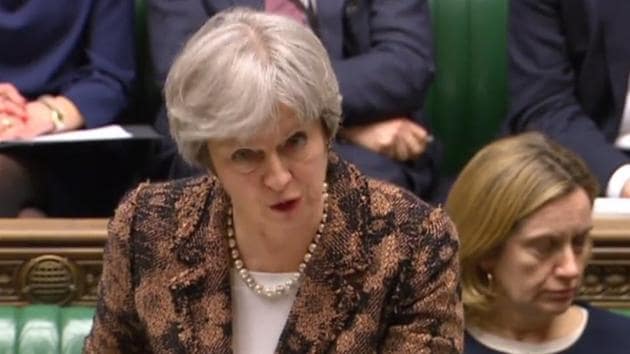 A video grab from footage broadcast from UK Parliament shows Prime Minister Theresa May delivering a statement in the House of Commons on the nerve agent attack against Russian double agent Sergei Skripal in Salisbury last week, in London on March 12, 2018. (AFP) A video grab from footage broadcast from UK Parliament shows Prime Minister Theresa May delivering a statement in the House of Commons on the nerve agent attack against Russian double agent Sergei Skripal in Salisbury last week, in London on March 12, 2018. (AFP)