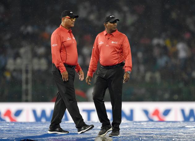 The match was reduced to 19 overs after an hour was lost due to rain. (AFP) The match was reduced to 19 overs after an hour was lost due to rain. (AFP)