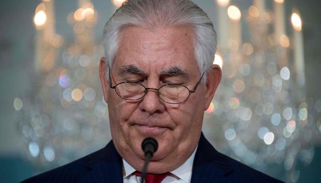 In this file photo taken on October 4, 2017, US secretary of state Rex Tillerson makes a statement to the press at the State Department in Washington, DC. (AFP) In this file photo taken on October 4, 2017, US secretary of state Rex Tillerson makes a statement to the press at the State Department in Washington, DC. (AFP)