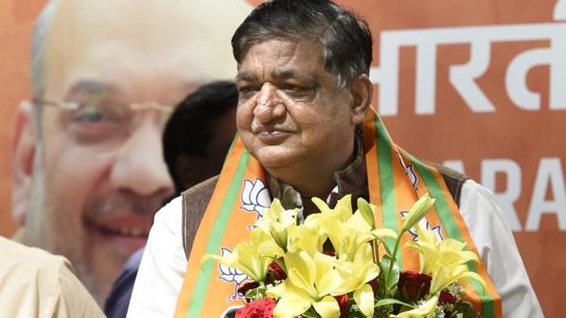 Former Samajwadi Party leader Naresh Agrawal joined BJP during a press conference at the party headquarters in New Delhi, India, on Monday. (Arvind Yadav/HT Photo) Former Samajwadi Party leader Naresh Agrawal joined BJP during a press conference at the party headquarters in New Delhi, India, on Monday. (Arvind Yadav/HT Photo)
