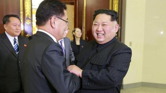 North Korean leader Kim Jong Un greets a member of the special delegation of South Korea’s President at a dinner in this photo released by North Korea’s Korean Central News Agency on March 6. (Reuters File Photo) North Korean leader Kim Jong Un greets a member of the special delegation of South Korea’s President at a dinner in this photo released by North Korea’s Korean Central News Agency on March 6. (Reuters File Photo)