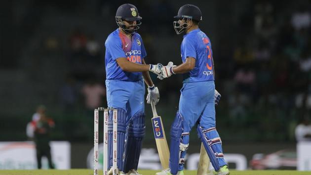 Rohit Sharma and Suresh Raina guided India to a competitive total of 176/3, their highest total of the tournament. (AP)