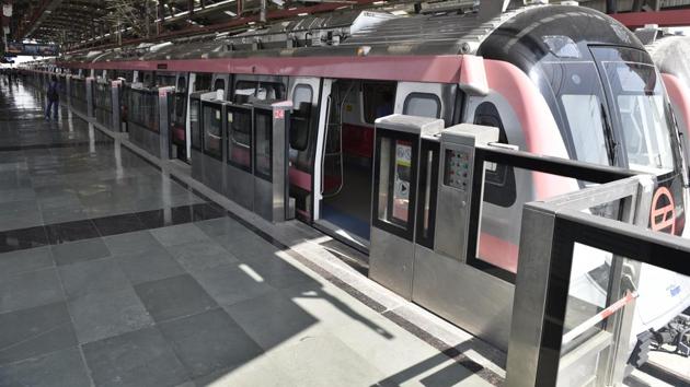 Similar to the recently inaugurated Magenta Line, the Pink Line will also have driverless technology. It will become the second Delhi Metro corridor to be operated using the Communication Based Train Control (CBTC) signalling technology which facilitates movement of trains with a frequency of 90 to 100 seconds. (Sanchit Khanna / HT Photo) Similar to the recently inaugurated Magenta Line, the Pink Line will also have driverless technology. It will become the second Delhi Metro corridor to be operated using the Communication Based Train Control (CBTC) signalling technology which facilitates movement of trains with a frequency of 90 to 100 seconds. (Sanchit Khanna / HT Photo)