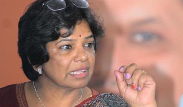State women’s commission chief Vijaya Rahatkar withdrew her nomination for Rajya Sabha polls on Thursday. (HT File Photo) State women’s commission chief Vijaya Rahatkar withdrew her nomination for Rajya Sabha polls on Thursday. (HT File Photo)