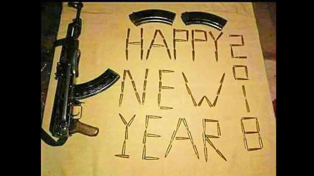 A photograph put up on a Facebook page of gangster Vicky Gounder flaunted bullets barely four weeks before he was shot dead in an encounter by cops. (HT Photos) A photograph put up on a Facebook page of gangster Vicky Gounder flaunted bullets barely four weeks before he was shot dead in an encounter by cops. (HT Photos)