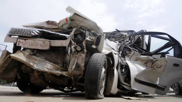 Five people, including three children, were killed after their car was hit by a speeding truck near Deri Maccha village in Uttar Pradesh’s Greater Noida late Wednesday night, police said on Thursday. The injured were taken to Sarvodaya Hospital in Ghaziabad and are stated to have suffered multiple injuries. (Sunil Ghosh / HT Photo) Five people, including three children, were killed after their car was hit by a speeding truck near Deri Maccha village in Uttar Pradesh’s Greater Noida late Wednesday night, police said on Thursday. The injured were taken to Sarvodaya Hospital in Ghaziabad and are stated to have suffered multiple injuries. (Sunil Ghosh / HT Photo)