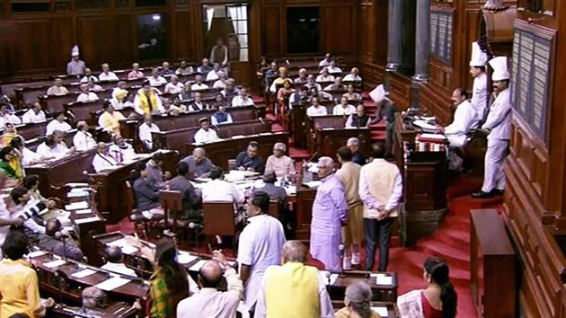 A view of Rajya Sabha on-going proceedings during the second phase of Budget Session, at the Parliament House in New Delhi on Thursday. (PTI Photo) A view of Rajya Sabha on-going proceedings during the second phase of Budget Session, at the Parliament House in New Delhi on Thursday. (PTI Photo)