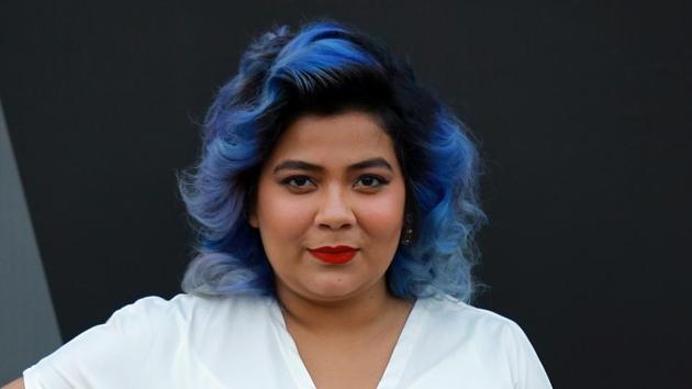 Blogger Neelakshi Singh also sported blue hair at the fashion week. (Photo: Amal KS/HT) Blogger Neelakshi Singh also sported blue hair at the fashion week. (Photo: Amal KS/HT)