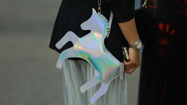 Holographic clutches were also seen at the venue.  (Photo: Amal KS/HT) 