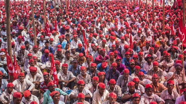 Farmers gathered at Azad Maidan on March 6. (HT File) Farmers gathered at Azad Maidan on March 6. (HT File)