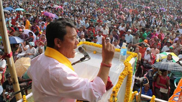 Gorkha Janmukti Morcha chief Bimal Gurung addresses an election rally at Sukna near Siliguri. The Supreme Court on Friday dismissed former GJM leader Bimal Gurung’s plea seeking protection from arrest in several cases lodged against him in West Bengal and for an independent probe into the alleged killings of Gorkhaland supporters in the state. The GJM leader had claimed that he was being politically persecuted. (Bikram Sashanker / HT File) Gorkha Janmukti Morcha chief Bimal Gurung addresses an election rally at Sukna near Siliguri. The Supreme Court on Friday dismissed former GJM leader Bimal Gurung’s plea seeking protection from arrest in several cases lodged against him in West Bengal and for an independent probe into the alleged killings of Gorkhaland supporters in the state. The GJM leader had claimed that he was being politically persecuted. (Bikram Sashanker / HT File)