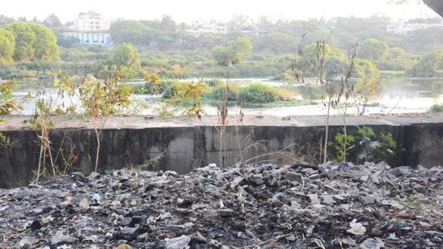 Birds seen on the polluted Mula Mutha river at Dr Salim Ali bird sanctuary in Pune.(HT PHOTO)