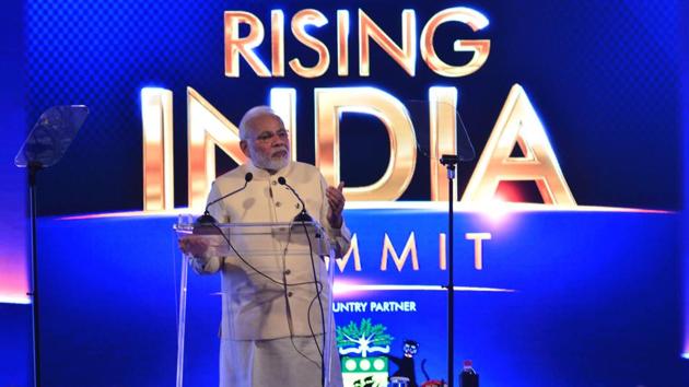 Prime Minister Narendra Modi at India Rising Summit in New Delhi on Friday, March 16, 2018. (Pradeep Gaur/ Mint) Prime Minister Narendra Modi at India Rising Summit in New Delhi on Friday, March 16, 2018. (Pradeep Gaur/ Mint)