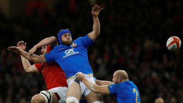 Wales’ Cory Hill in action with Italy’s Dean Budd during the Wales vs Italy match in the Six Nations Championship at Principality Stadium in Cardiff, Wales. (Paul Childs / Action Images via Reuters) Wales’ Cory Hill in action with Italy’s Dean Budd during the Wales vs Italy match in the Six Nations Championship at Principality Stadium in Cardiff, Wales. (Paul Childs / Action Images via Reuters)
