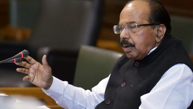 Senior Congress leader Veerappa Moily addressing a press conference at Parliament House in New Delhi on Wednesday. (PTI file photo) Senior Congress leader Veerappa Moily addressing a press conference at Parliament House in New Delhi on Wednesday. (PTI file photo)
