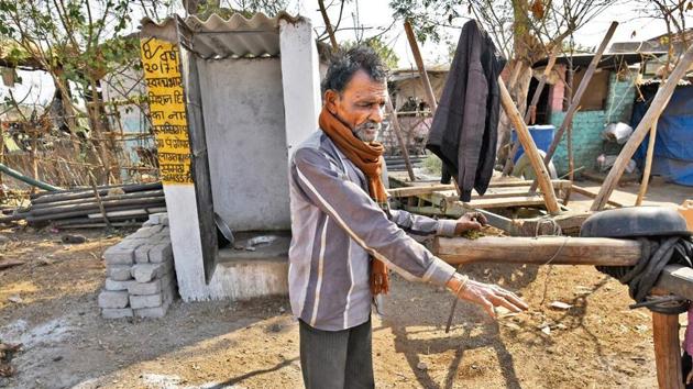 Incomplete and unused toilets at Gopalpura village in Jhabua, Madhya Pradesh.(HT Photo)