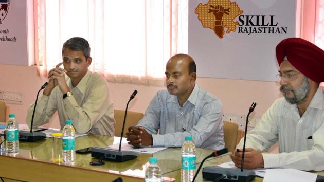 Officials at the meeting organised by the RSLDC in Jaipur on Saturday.(HT Photo) Officials at the meeting organised by the RSLDC in Jaipur on Saturday.(HT Photo)