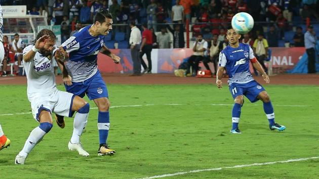 Miku scored a goal in injury time to temporarily give Bengaluru FC some hope.  (ISL / SPORTZPICS) 