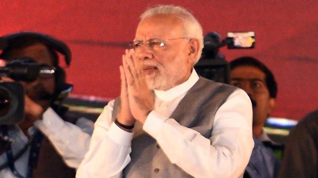 Prime Minister Narendra Modi during the inauguration of Krishi Unnati Mela 2018, at Pusa, in New Delhi on March 17, 2018.(Raj K Raj/ Hindustan Times)