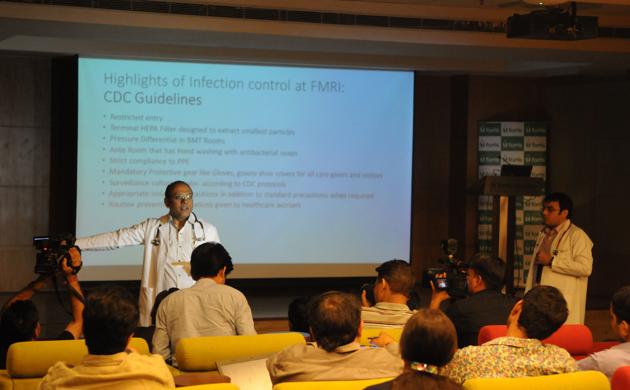 A team of doctors from the Fortis hospital met mediapersons on Saturday and said that the boy was treated in line with the best medical practices in the country. (Parveen Kumar/HT PHOTO) A team of doctors from the Fortis hospital met mediapersons on Saturday and said that the boy was treated in line with the best medical practices in the country. (Parveen Kumar/HT PHOTO)
