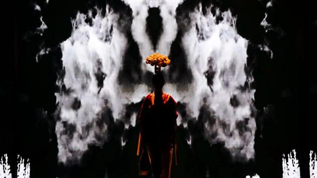 A model presents a creation by Indian designer Nitin Bal Chauhan during the Amazon India Fashion Week Autumn Winter 2018 in New Delhi on March 15. (Chandan Khanna / AFP) A model presents a creation by Indian designer Nitin Bal Chauhan during the Amazon India Fashion Week Autumn Winter 2018 in New Delhi on March 15. (Chandan Khanna / AFP)